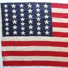 Antique 39 Star 1889 American Flag Elongated Stripes 767676 Pattern 23.5x12 #E picture