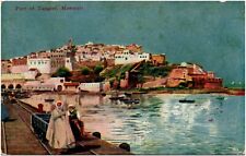Port of Tangier Morocco African Seaport Boats & People 1910s Postcard Unused picture