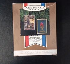 Hallmark Keepsake Ornament Invitation To The Games Two 1896 & 1996 Ceramic Cards picture