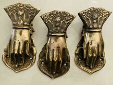 3 Pc Old Brass Hand Crafted Engraved Lady Hand Shape Victorian Paper Clip picture