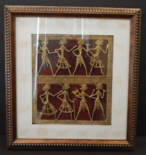 Dhokra Lost Wax Brass Cast Painting Tribal India Folk Art Wall Decor - Framed picture