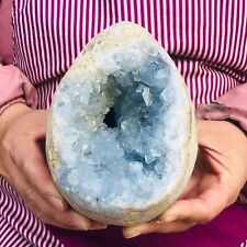 5.2 LB Natural Blue Celestite Crystal Geode Cave Mineral Specimen picture