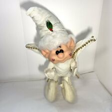 K&K Artistry Gnomin Originals White Angel Gnome Elf Fairy Wings Gold Beads 18