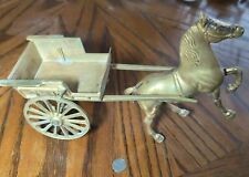 Mid 20th Century Italian Solid Brass Horse and Carriage Cart Figurine picture