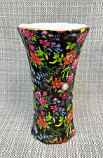 Summer Rose Vase Black with Floral Pattern Porcelain Formalities by baum bros picture
