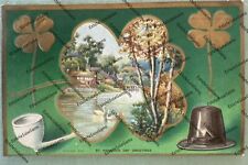 antique postcard embossed 1912 St Patricks Day Greetings Series 502 shamrocks  picture