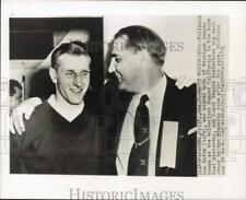 1951 Press Photo Don Dufek and Bennie Oosterbaan celebrate in Pasadena, CA picture
