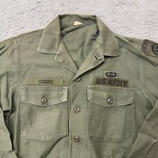 Vintage US Army OG 107 Type 1 Sateen Button Up Shirt Jacket Sz Med Vietnam War picture