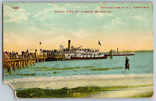 St. Simons Island, Georgia - Ocean Pier - Vintage Postcard - Posted 1912 picture