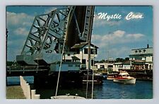 Mystic CT-Connecticut, Drawbridge Across Mystic River, Vintage c1960 Postcard picture