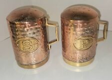 Vintage Copper & Brass Salt & Pepper Shakers Made In INDIA  picture