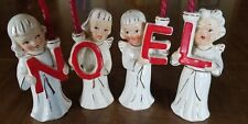 Vintage Relco NOEL Christmas Angels Candle Holders Japan 1950s White Dresses picture