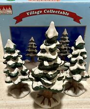 Department 56 Heritage Porcelain Vintage Snowy Pine Tree Set Of 3 picture