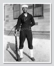 WWII Black Sailor in Uniform with Rifle c1940s - Vintage Photo Reprint picture