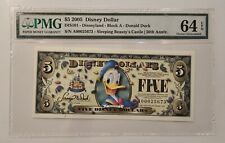 2005 Disney Dollars $5 Donald Duck / Disneyland Resort Bar Code A Grade 64 picture