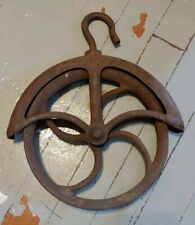 Vtg/Antique Cast Iron Pulley ( Well , Loft , Barn ) 9 inch Steampunk picture