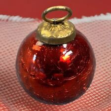 Kugel Red Crackle Glass Christmas Ornament Heavy Glass Hand Blown Vintage picture