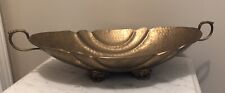 Vintage Brass Oblong Bowl with Base and Handles Hollywood Regency  picture