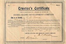 Sierra Madre Development Co. signed twice by C. F. Morse - Autographed Stocks &  picture