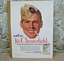 Vintage 1941 Chesterfield Cigarettes Print Ad WWII Era GI Army Soldier Military picture