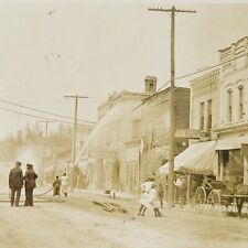 1911 RPPC Postcard Main Street Hartford Wisconsin Firemen Fire Department WI picture