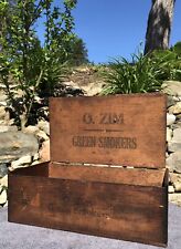 Rare Antique Embossed O. Zim Green Smokers Wood Cigar Tobacco Box Connecticut picture