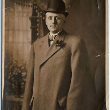 c1920s Nashville TN RPPC Handsome Man Bowler Hat Real Photo Violet Postcard A111 picture