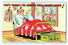 Don't Worry... I'm Keeping Well Under Cover Cartoon Military Humor Postcard E4 picture