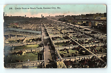 Cattle Pens at Stock Yards Kansas City Missouri 1913 Antique Postcard E4 picture