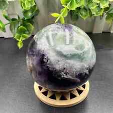 245g Natural Feather Fluorite Quartz Sphere Crystal Ball Reiki Healing Decor  picture