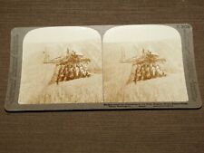VINTAGE  STEREOVIEW STEREOSCOPE CARD AMERICAN HARVESTING WHEAT WALLA WASHINGTON picture