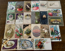 LOT of 20 Pretty Vintage Easter POSTCARDS with EASTER EGGS & Flowers-eggs-k335 picture