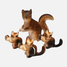 Vintage Bone China Squirrel Mother & 3 Babies Figurines picture
