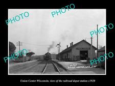 OLD 8x6 HISTORIC PHOTO OF UNION CENTER WISCONSIN RAILROAD DEPOT STATION c1920 picture