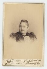 Antique c1880s Cabinet Card Lovely Woman in Dress Wearing Glasses Reading, PA picture