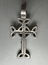 Vintage French Religious Silver Celtic Cross Pendant 4.3cm picture