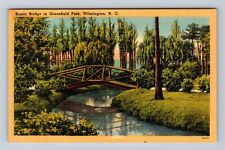 Wilmington NC-North Carolina, Rustic Bridge In Greenfield Park Vintage Postcard picture