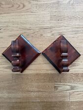 Vintage Rustic Wooden Candle Holder Wall Sconce Set picture