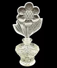 Vtg IRICE IMPERIAL GLASS Perfume Scent Bottle Ground Stopper Daisy Sunflower Pot picture