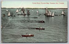 Canada Toronto Ontario Canoe Race Bay Birds Eye View Sailboats Vintage Postcard picture
