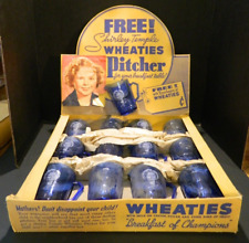 Antique Wheaties Shirley Temple Free Pitcher Store Display w/ 13 Pitchers (1935) picture