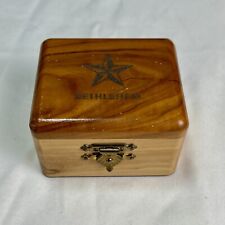 Vintage BETHLEHEM Star Olive Wood Hinged Trinket Box - Felt Bottom picture