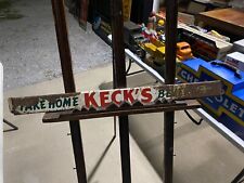 Rare Vintage Metal Keck's Beverages SODA COLA Door Push Sign Country Store 32x3 picture