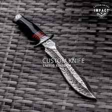 IMPACT CUTLERY CUSTOM DAMASCUS HUNTING BOWIE KNIFE BULL HORN HANDLE- 1727 picture
