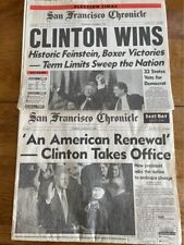 Two Editions Newspaper San Francisco Chronicle November 4, 1992, and January 25 picture