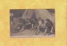 X RPPC real photo postcard antique COUPLES BY TENT HAVING GOOD TIME picture