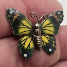 VTG Lapel Pinback Hat Pin Tin Butterfly Multicolor Brooch Style  picture