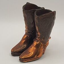 Vintage Cowboy Boots Bronze Brass Copper Toothpick/Matchstick Holder Heavy 3