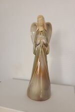Glazed Ceramic Lady Angel Figurine In Earth Tones picture