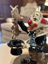 Ron Lee Clown Figurine 82 signed Rabbit Out Of Hat Bald Head, Black And Gold picture